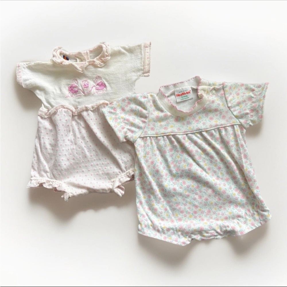 Vintage Baby Girl Romper Bundle 3M Carter’s Health-Tex Short Sleeve 2 Pack - Picture 2 of 6